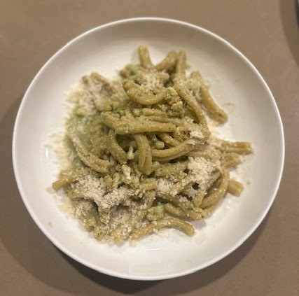 Marcona Almond Basil Pesto with Roasted Cauliflower pasta